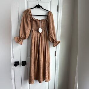 Petal + Pup Women’s Linen Gabriella Dress Tan NWT (Size 2)